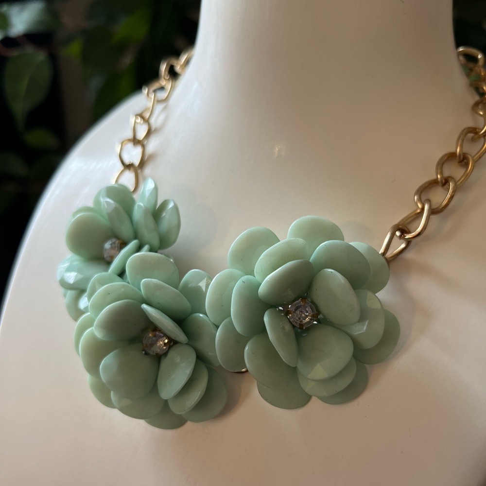 Mint Floral Statement Necklace - image 4